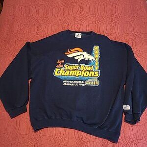 Denver Broncos Vintage Sweatshirt Back 2 Back Super Bowl Champions Mens 3XL Logo